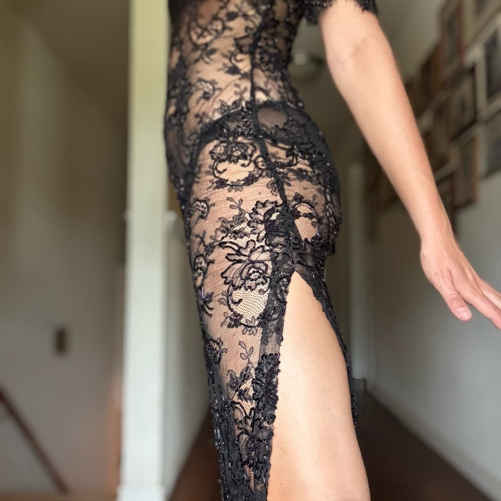 Vintage Beaded Sequin Lace Dress - Picture 4 of 6